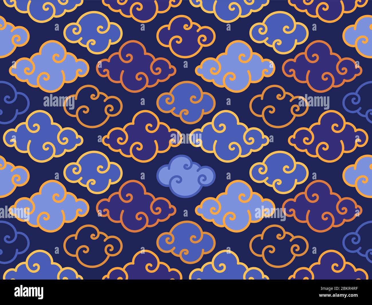 Tradition oriental clouds vector seamless pattern. Chinese and Japanese cloud symbol background. Stock Vector