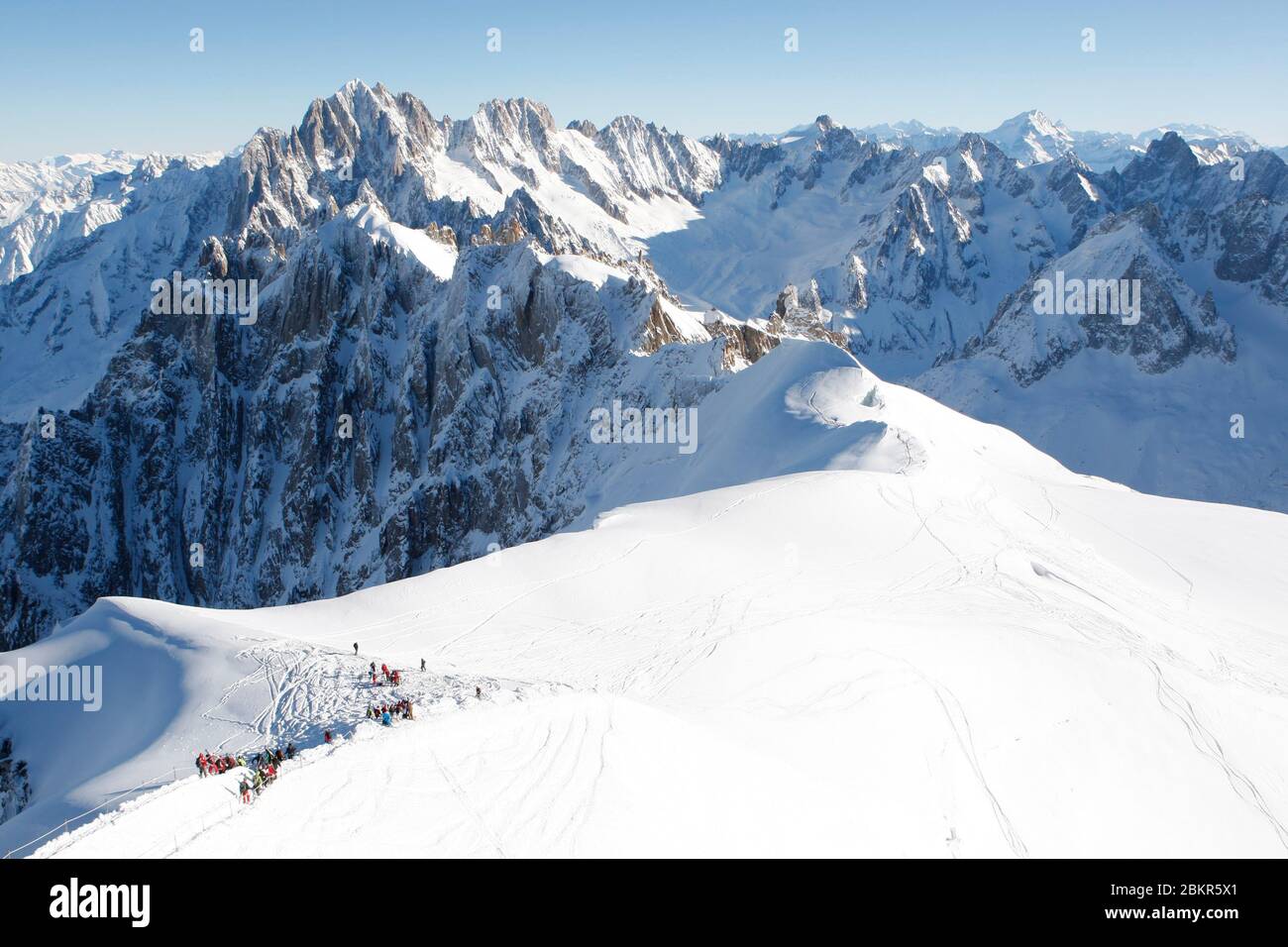 France, Haute Savoie, Chamonix, Aiguille du Midi, descent of the Blanche valley Stock Photo