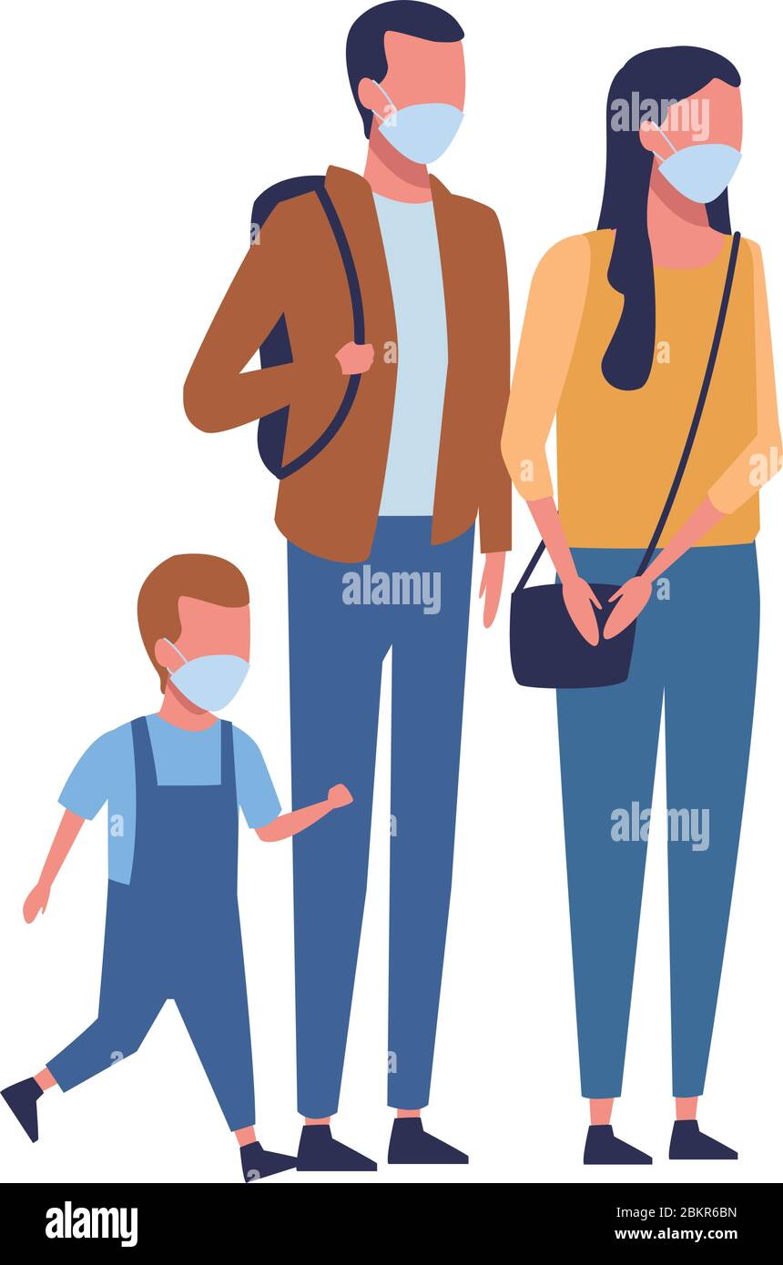fathers and son using face masks Stock Vector Image & Art - Alamy