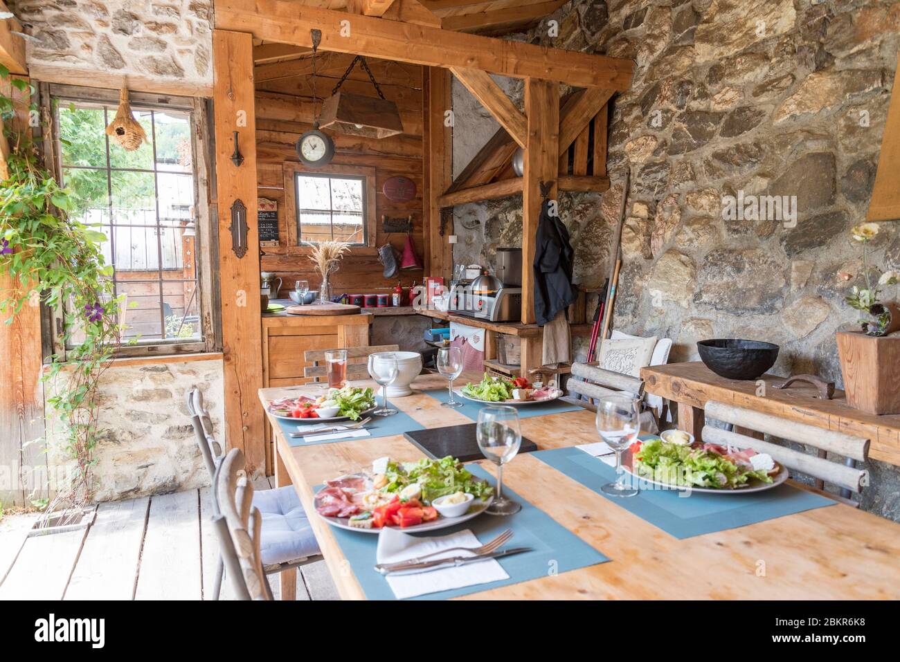 France, Hautes-Alpes (05), Queyras Regional Nature Park, Arvieux, Bed and Breakfast Les Escoy?res Stock Photo