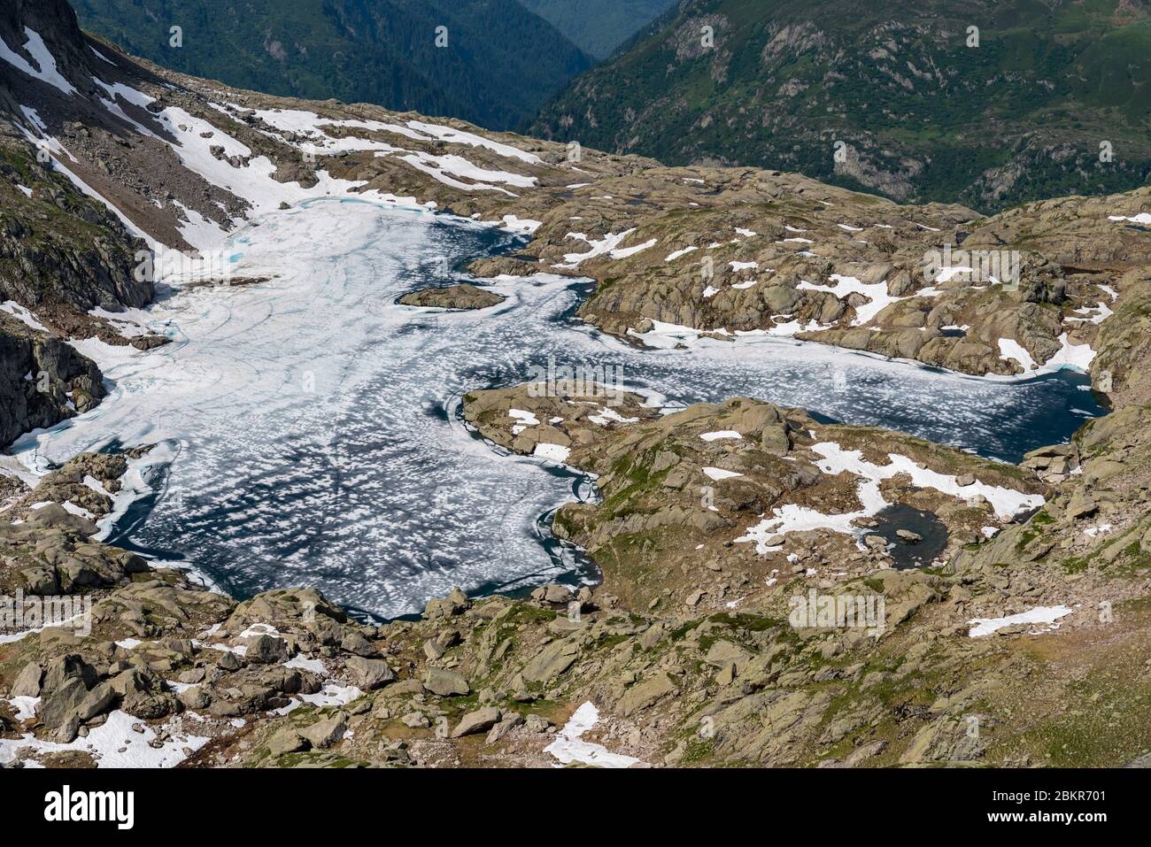 France, Haute-Savoie (74), Chamonix, Les Lacs Noirs, le Lac Cornu (2276m) Stock Photo