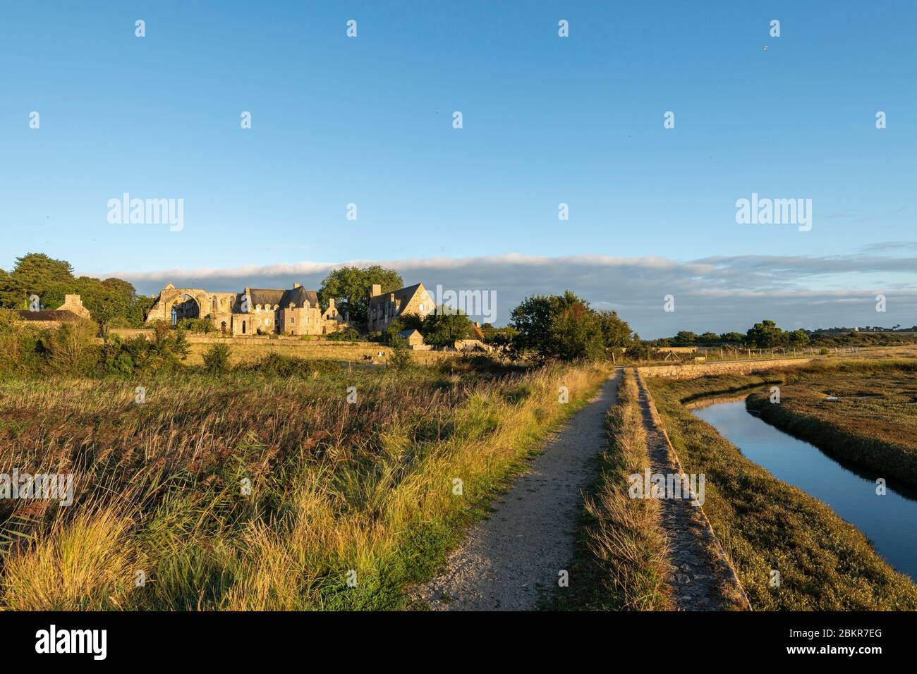 France, C?tes d'Armor, Paimpol, Beauport Abbey at sunrise Stock Photo