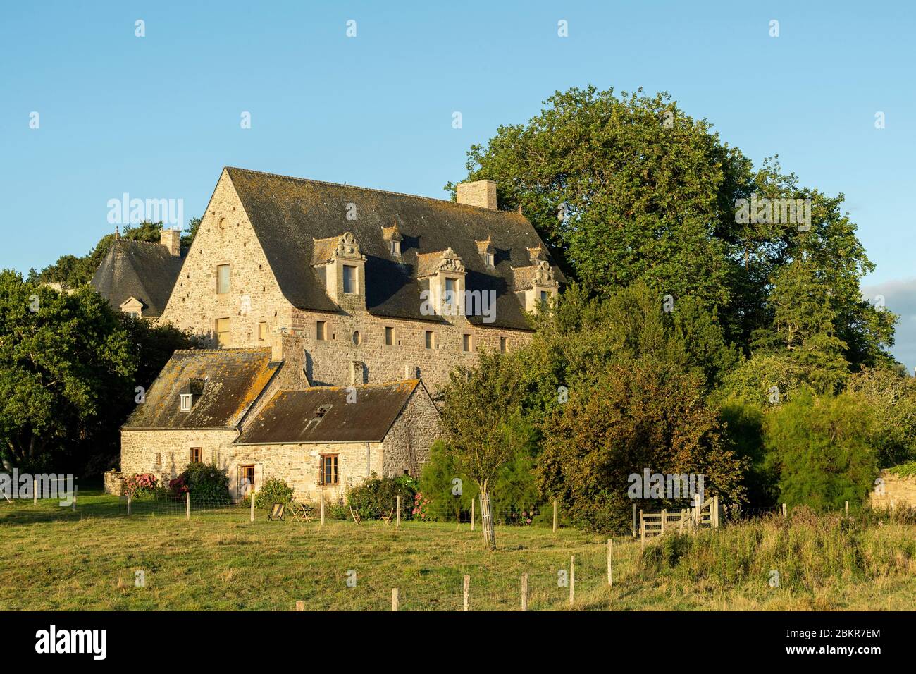 France, C?tes d'Armor, Paimpol, Beauport Abbey at sunrise Stock Photo