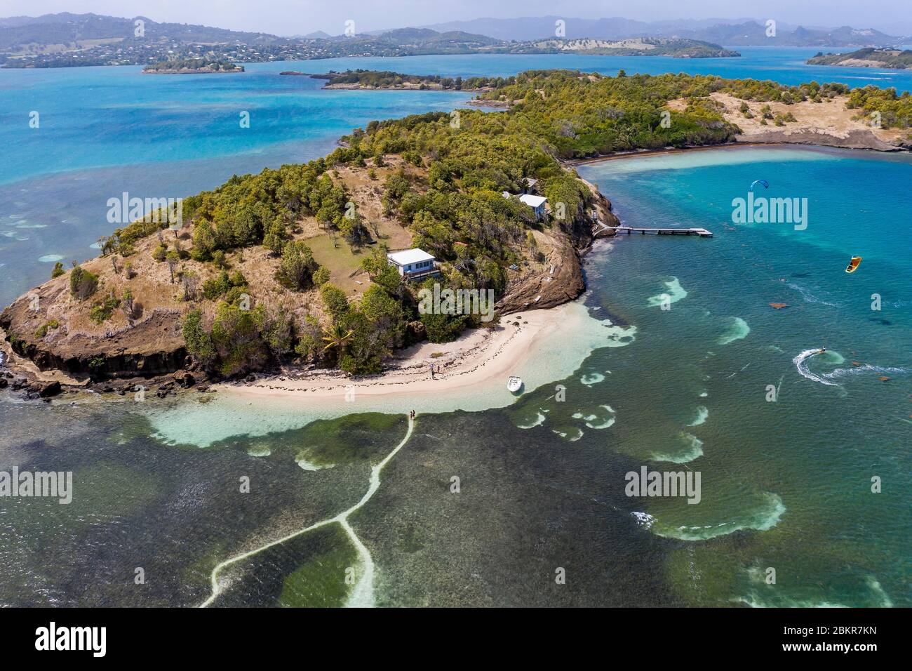 France, Martinique, Long Island in baie du Fran?ois (Aerial View) Stock Photo