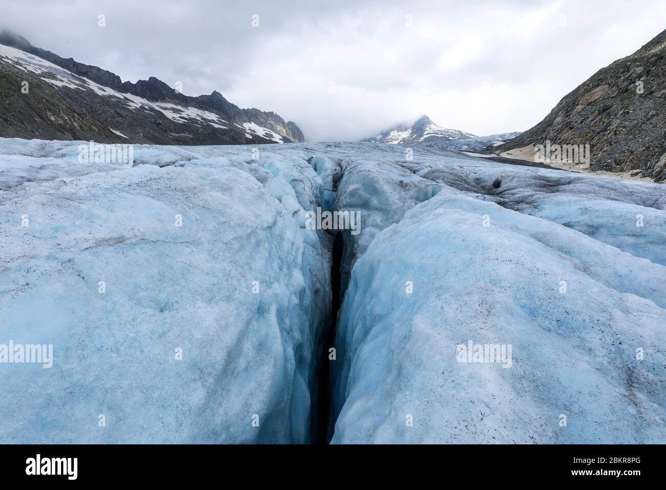 Switzerland, Canton of Valais, Obergoms, Gletsch, Le Glacier du Rhone (2300 m above sea level) Stock Photo