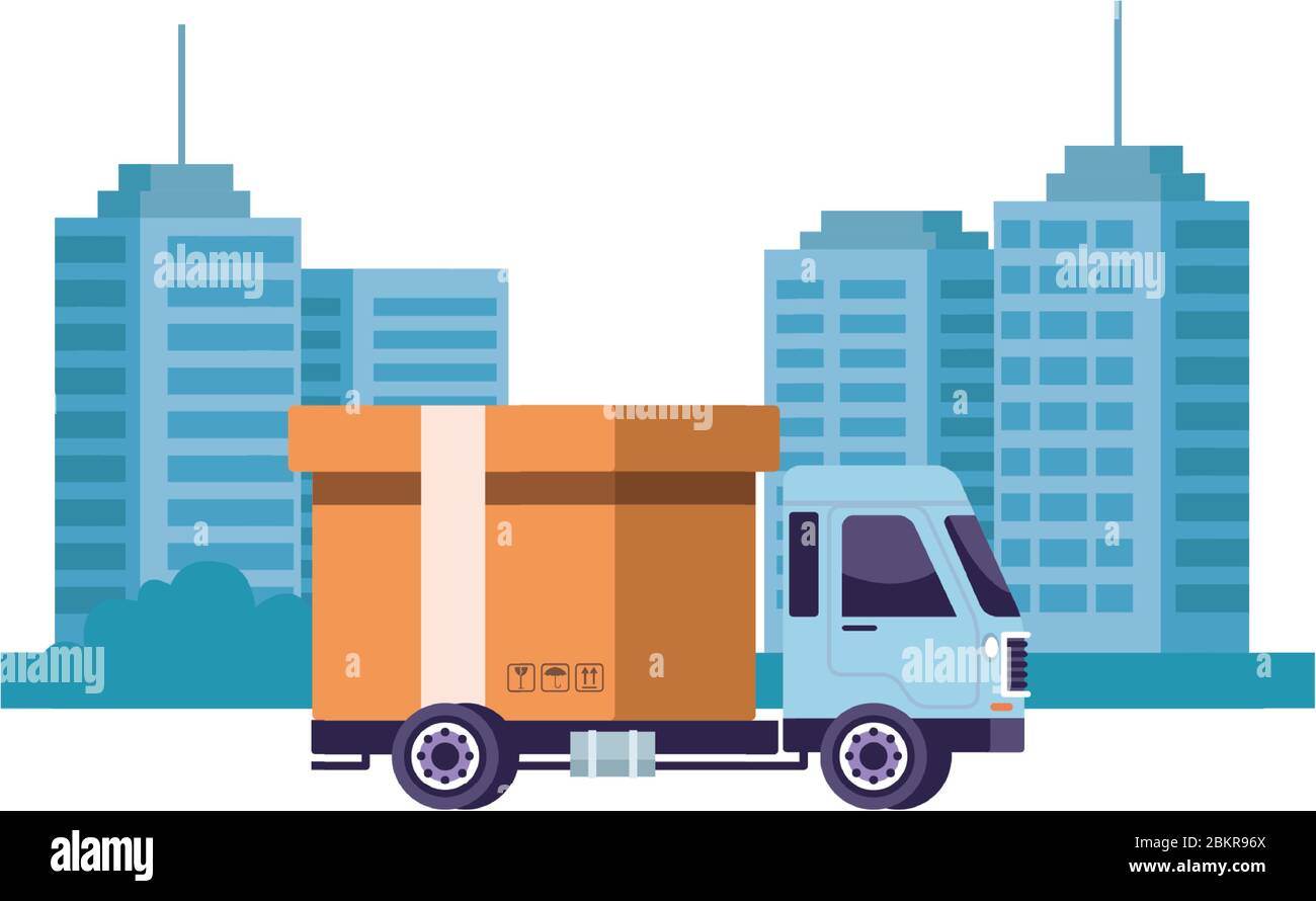 truck delivery service on the city Stock Vector Image & Art - Alamy