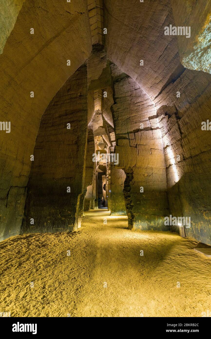 France, Maine et Loire, Dou?laFontaine, old career troglodyte caves