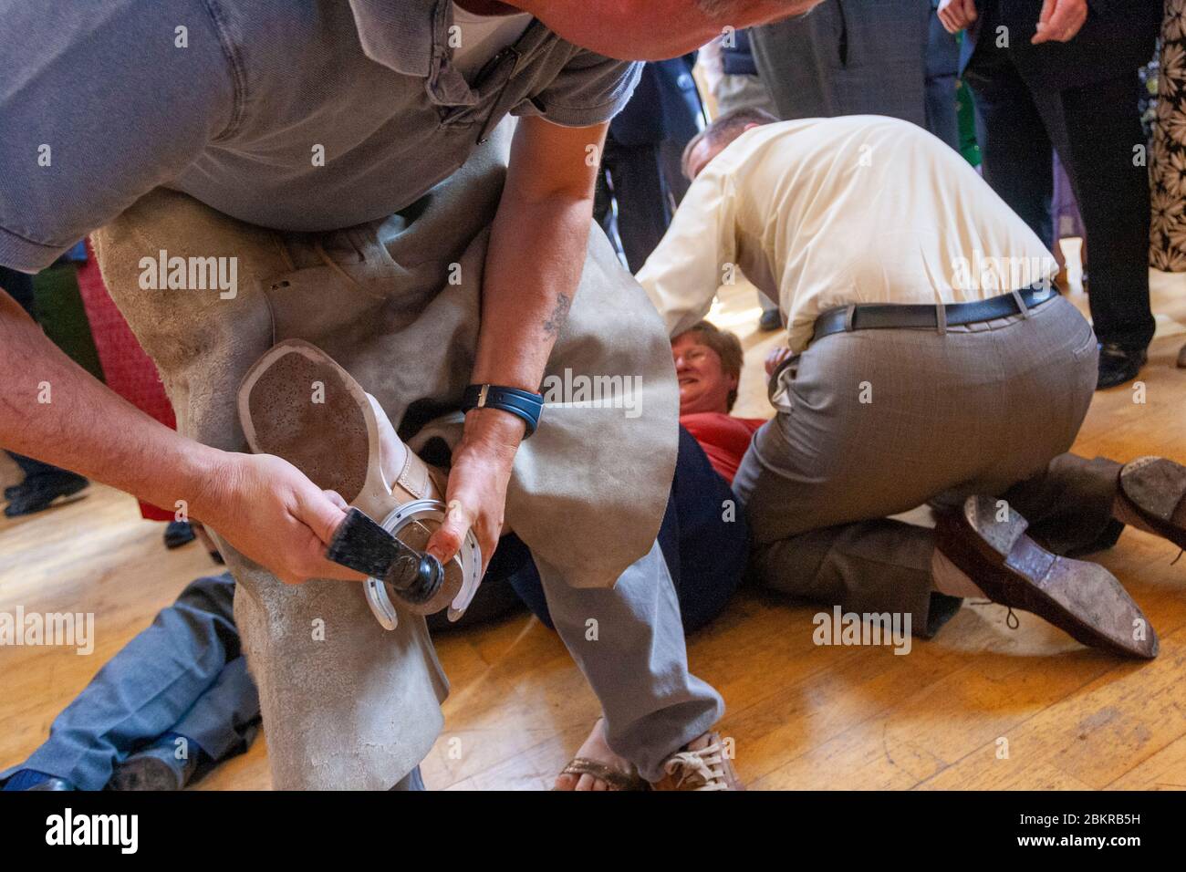 Shoeing The Colts, Tutti Day, Traditional Annual Hocktide Festival, Hungerford, Berkshire, England Stock Photo