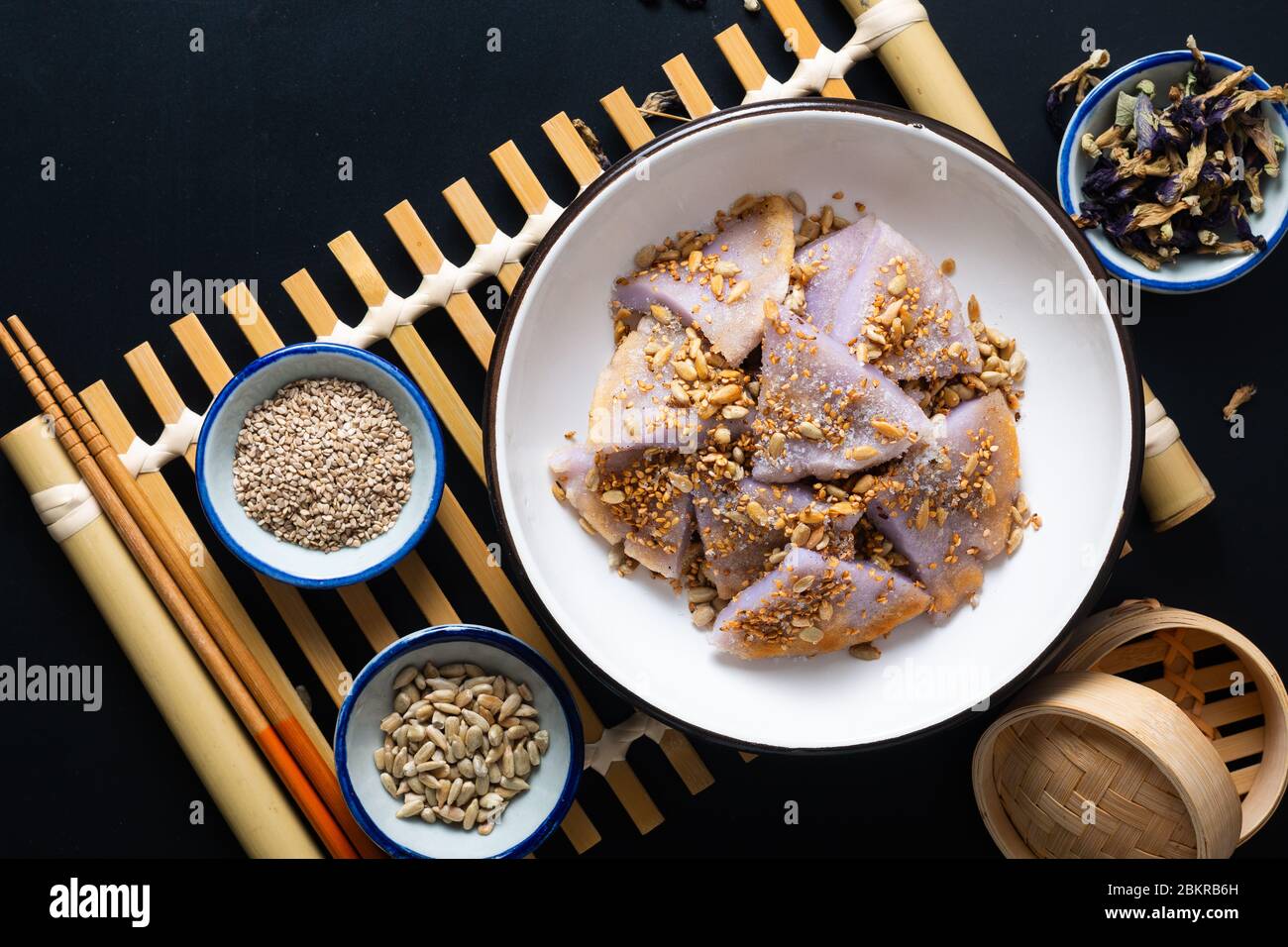 Healthy food concept Vegan Gluten free Homemade Asian fried glutinous rice flat pancake with