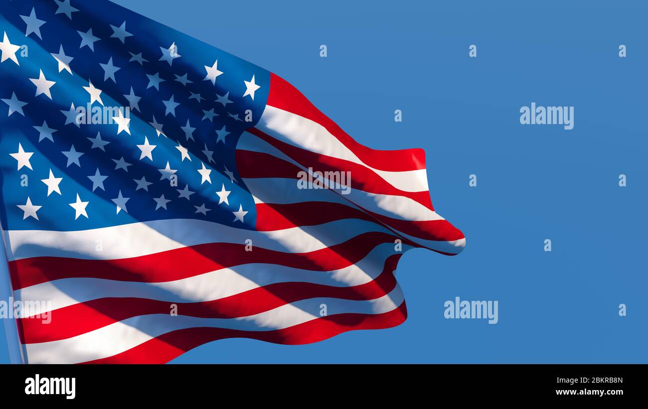 3D rendering of the national flag of United States of America waving in ...