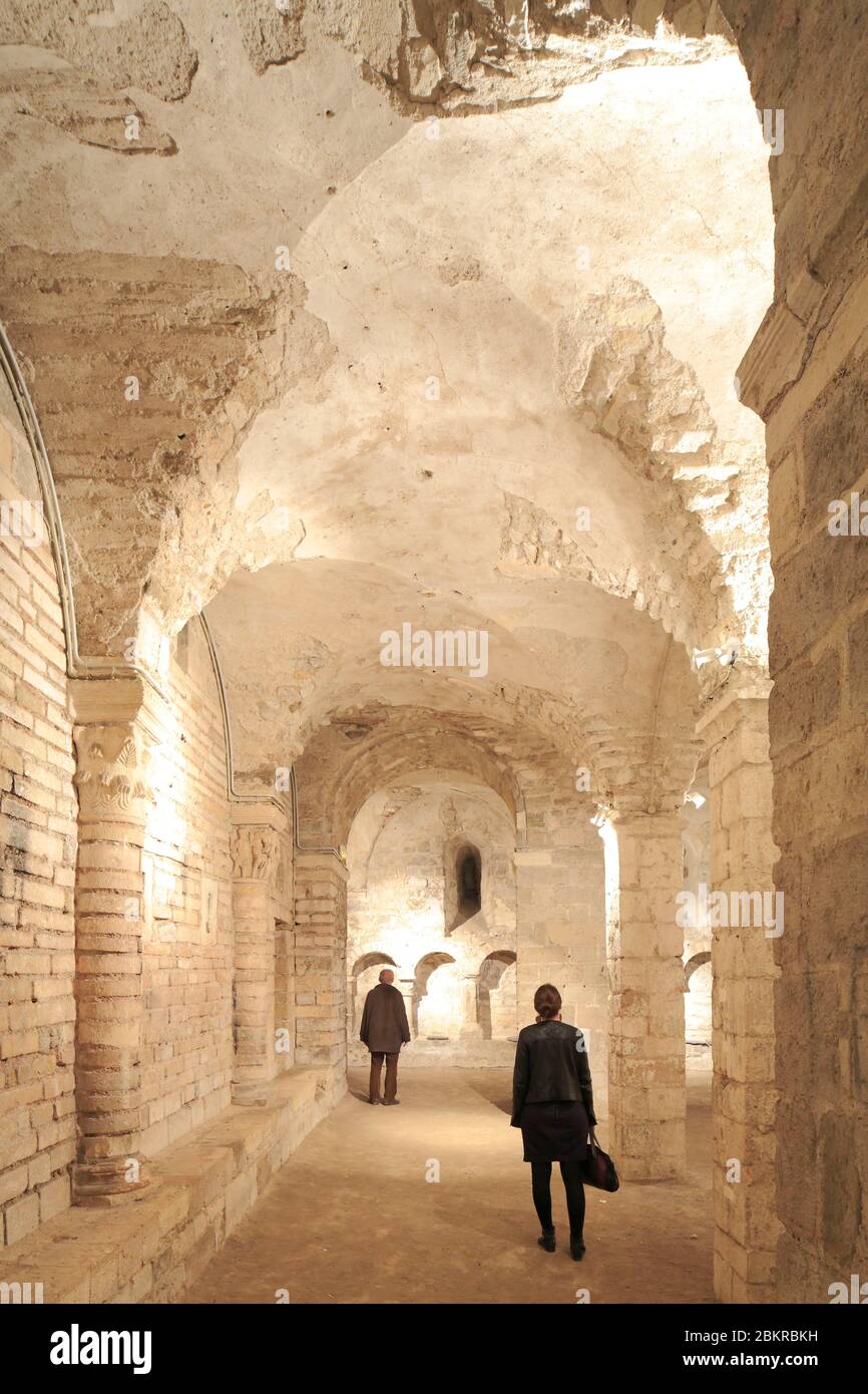 France, Loiret, Orleans, collegiate church of Saint Aignan, 11th century crypt Stock Photo