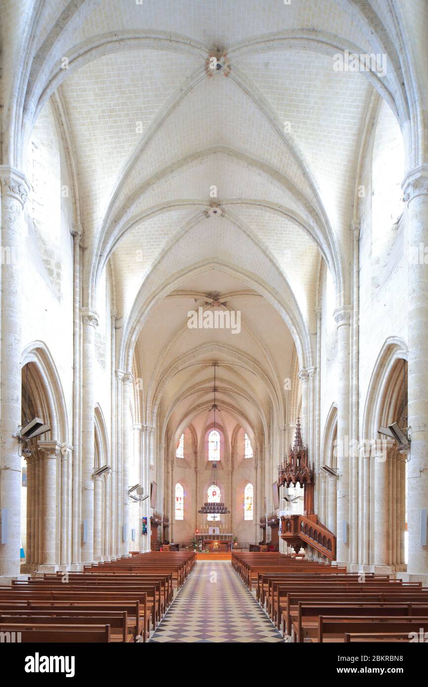 France, Loiret, Meung sur Loire, commune located in the perimeter of the Loire Valley listed as World Heritage by UNESCO, collegiate church of Saint Liphard (or Saint lifard) Stock Photo