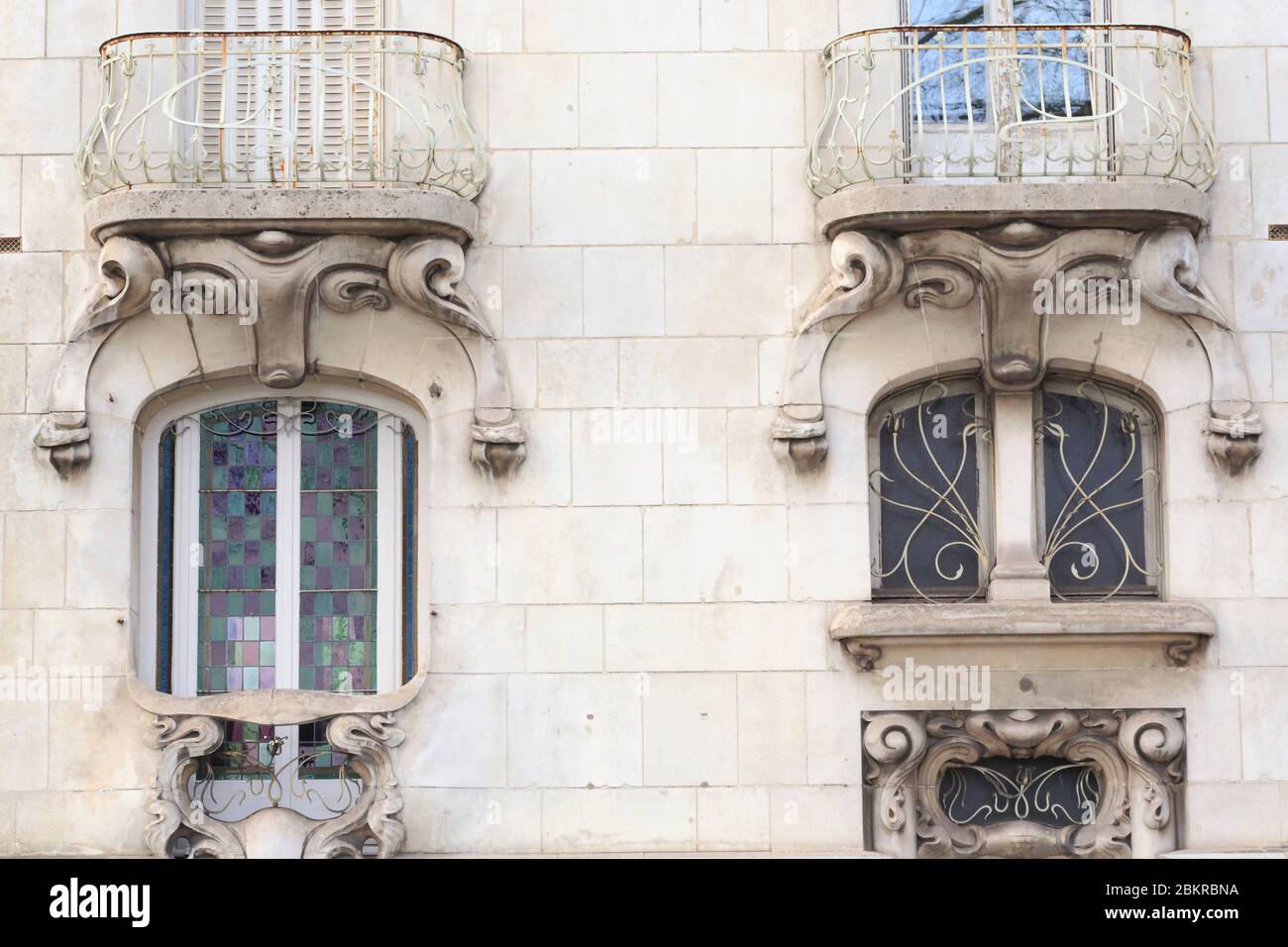 France, Loiret, Orleans, 10 quai Barentin, Morland house in Art Nouveau style (1906) built by Philippe Morland, (collaborator of the architect Hector Guimard) Stock Photo