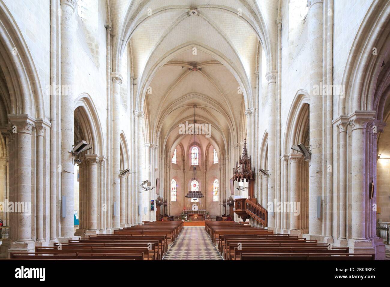 France, Loiret, Meung sur Loire, commune located in the perimeter of the Loire Valley listed as World Heritage by UNESCO, collegiate church of Saint Liphard (or Saint lifard) Stock Photo
