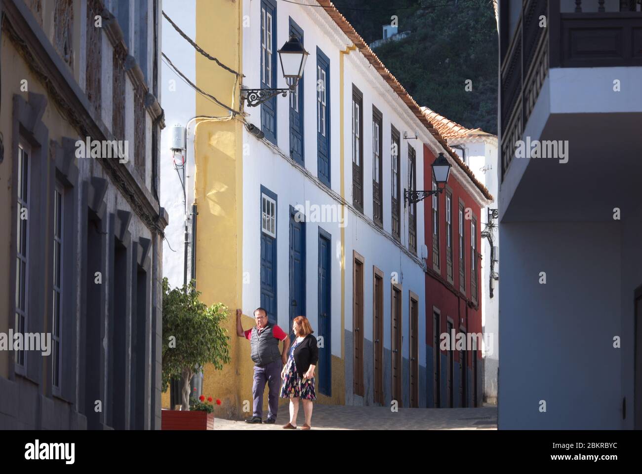 Traditional Canarian buildings in the village of Agulo on La Gomera, one of the smaller Canary Islands Stock Photo