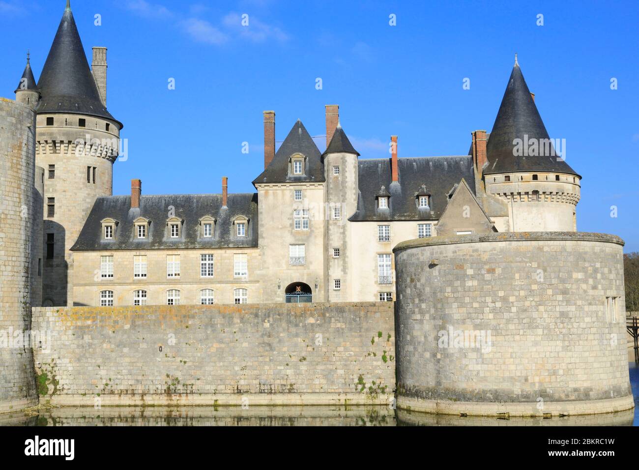 France, Loiret, Sully sur Loire (commune is located within the perimeter of the Loire Valley listed as World Heritage by UNESCO), castle (14th-18th century) of Renaissance style and its moats Stock Photo