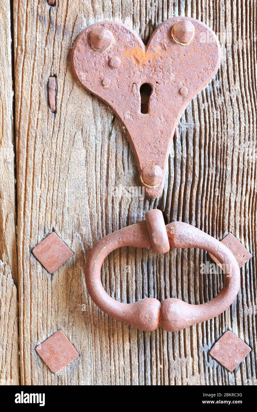 France, Loiret, Orleans, old town, heart shaped lock Stock Photo