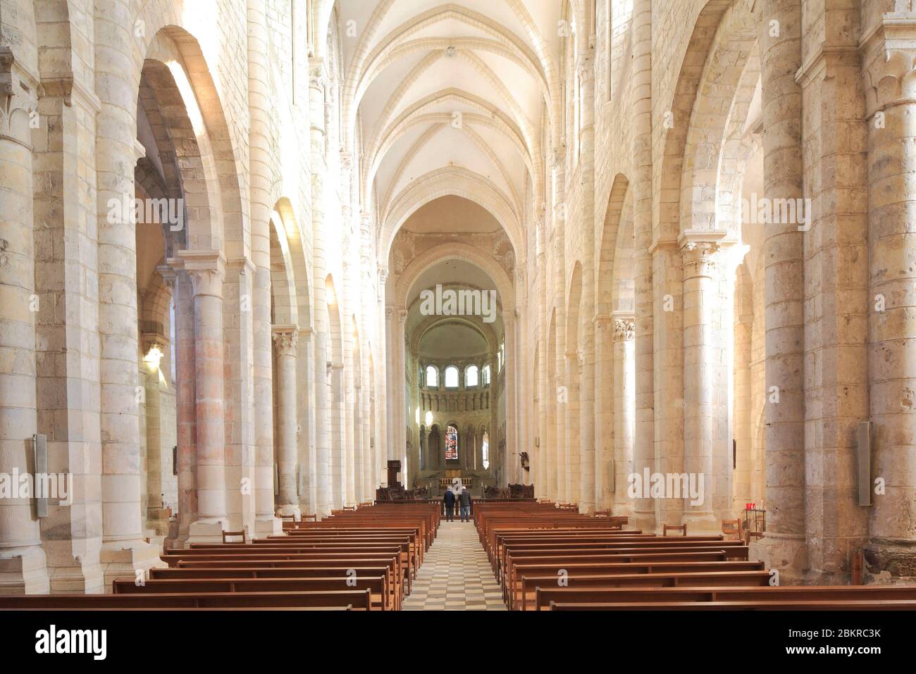 France, Loiret, Saint Benoit sur Loire (commune is located within the perimeter of the Loire Valley listed as World Heritage by UNESCO), Benedictine Abbey of Fleury, nave from the 13th century Stock Photo