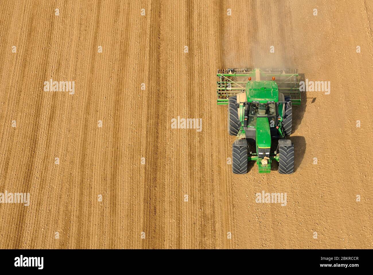 France, Seine et Marne, Landscape, effect graph, furrows drawn by a tractor, an aerial view Stock Photo