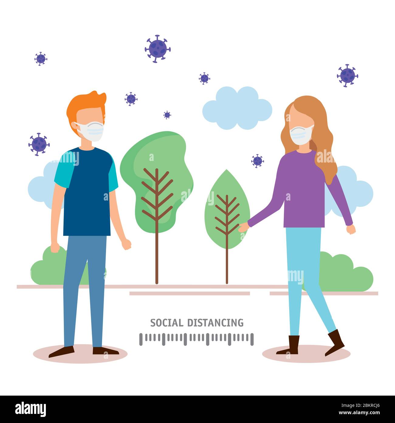 couple using face masks for covid19 Stock Vector Image & Art - Alamy
