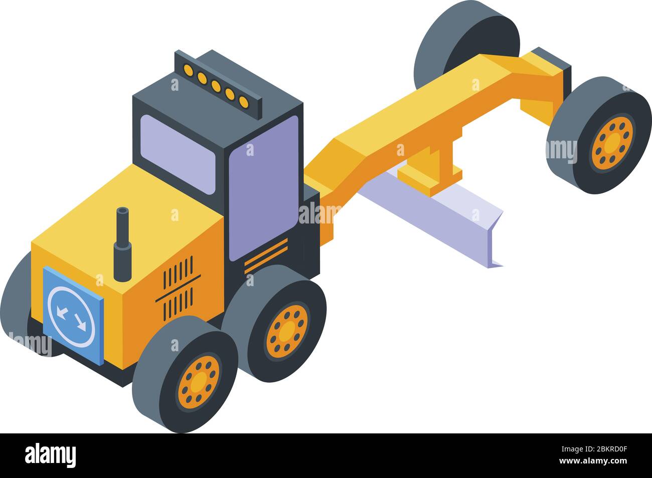 Grader machine truck icon, isometric style Stock Vector