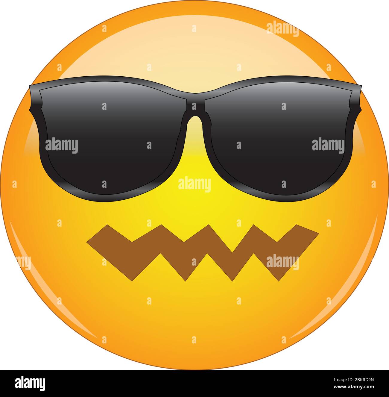 Cool yet confused emoji. Yellow face emoticon with pwnd face expression and sunglasses looking awesome. Expression of being awesome, cool, yet confuse Stock Vector