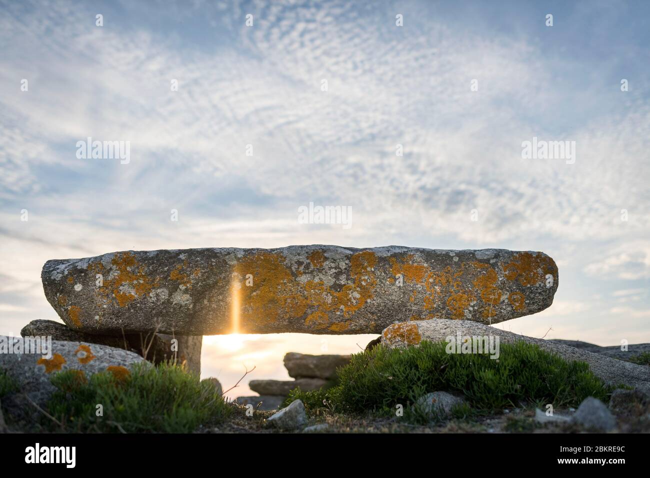 France, Morbihan, Saint-Pierre-Quiberon, megalith on the tip of Percho on the peninsula of Quiberon Stock Photo
