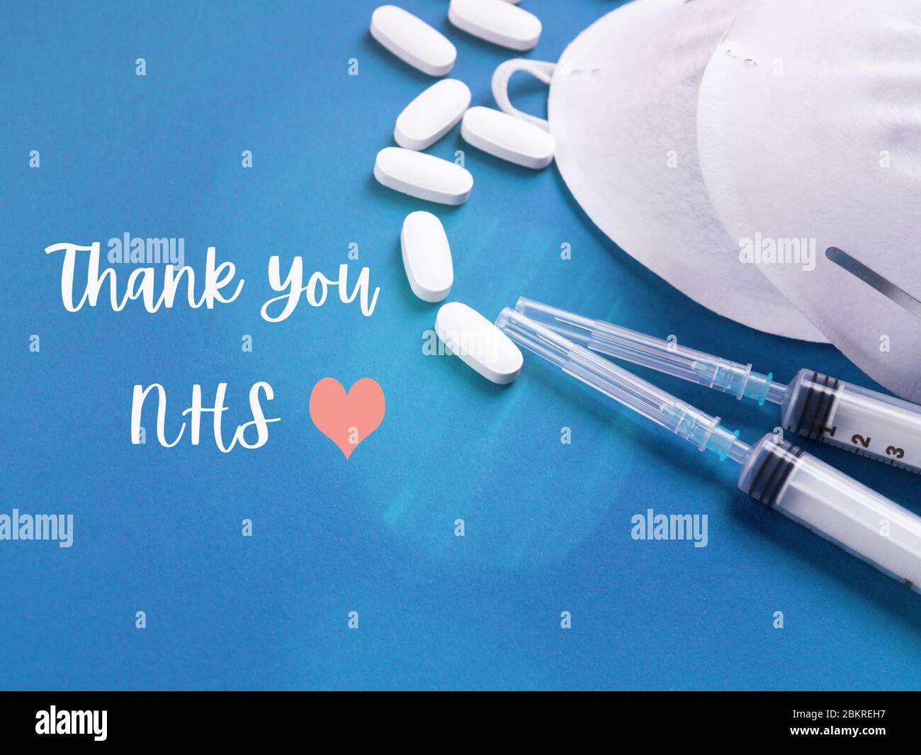 Thank you card for nhs staff on blue Stock Photo Alamy