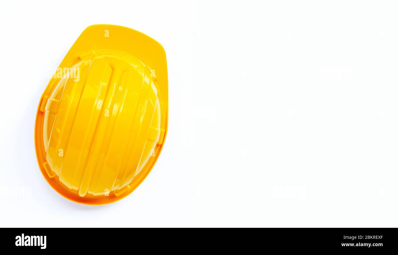 Construction helmet on white background. Copy space Stock Photo - Alamy