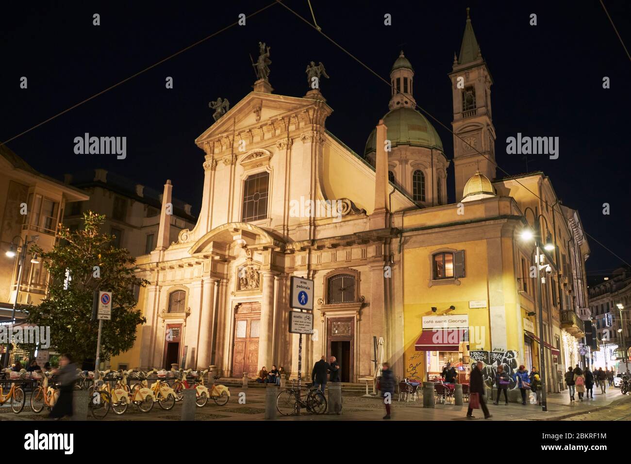 Italy, Lombardy, Milan, via Torino, San Giorgio al Palazzo Church (Chiesa di San Giorgio al Palazzo) at night Stock Photo