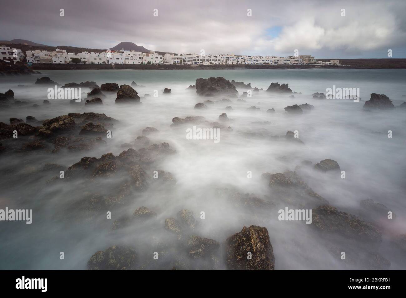 Spain, Islands of the Canary Islands, Island of Lanzarote, the village and the coast of Punta Mujeres Stock Photo