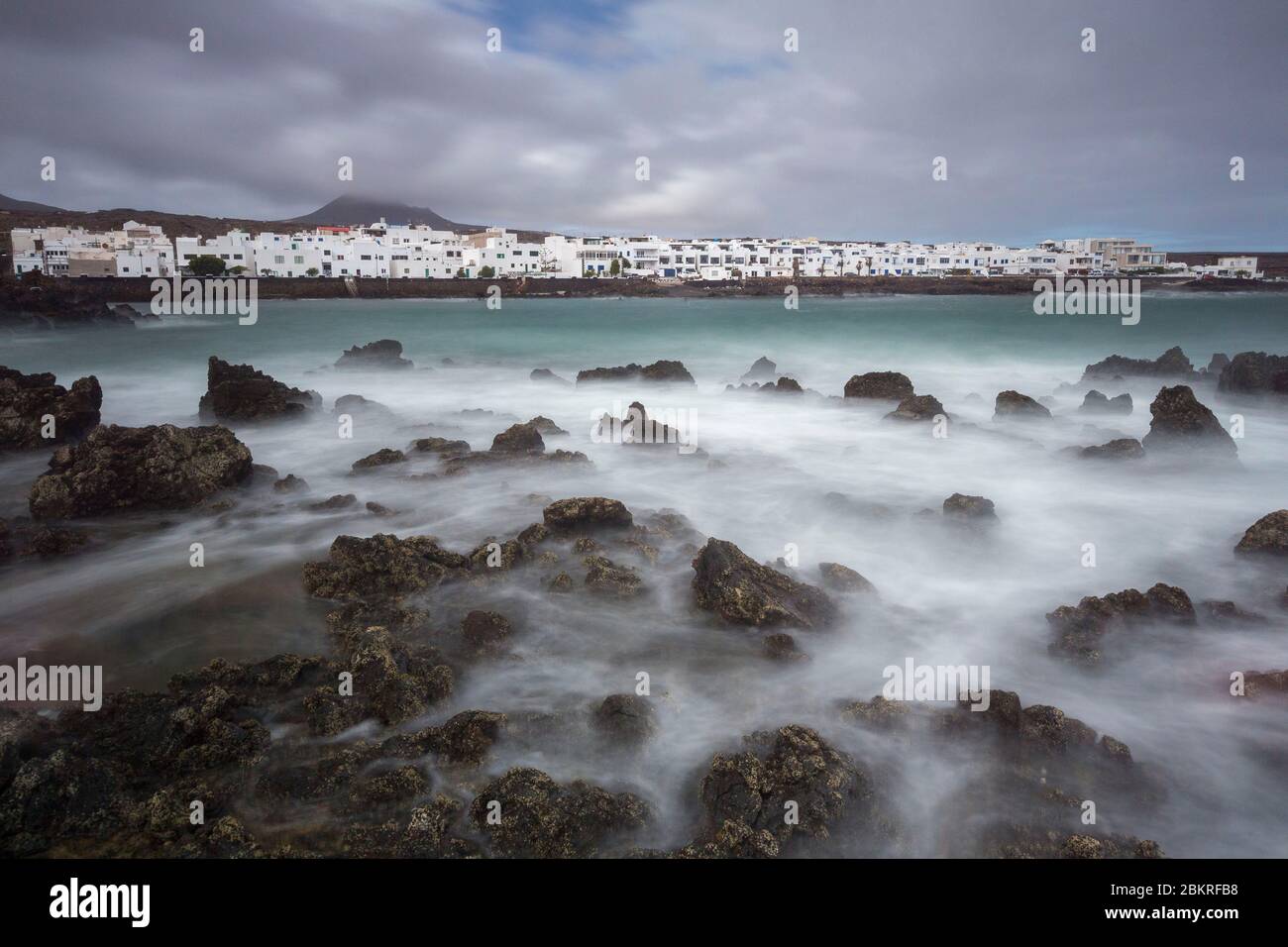 Spain, Islands of the Canary Islands, Island of Lanzarote, the village and the coast of Punta Mujeres Stock Photo