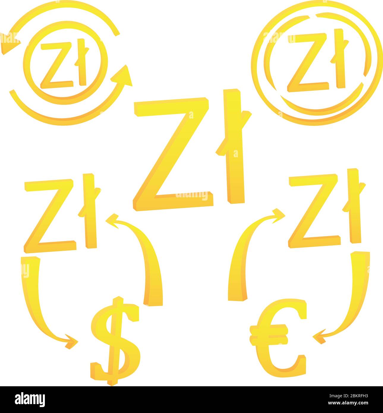 3D Zloty Polish symbol currency unit icon Stock Vector