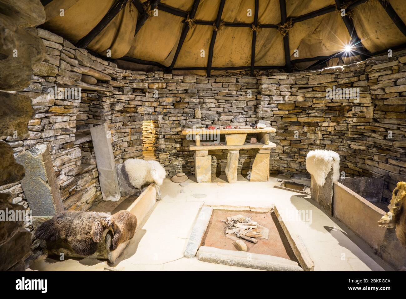 inside a historic building at Skara Brae; Orkney Islands; UK Stock Photo