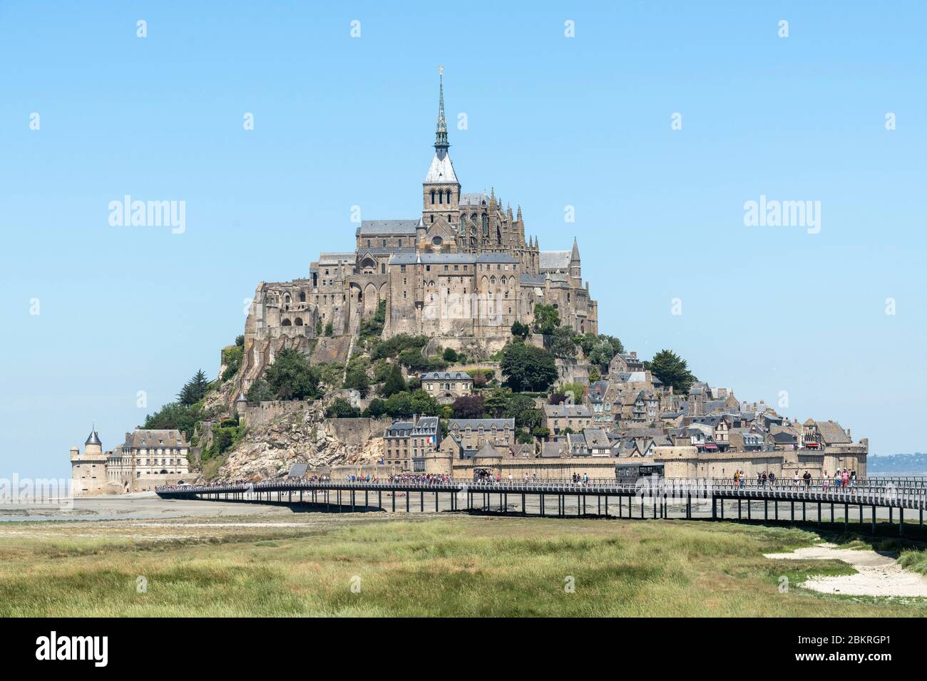 France, Manche, le Mont-Saint-Michel, the view from the access road Stock Photo