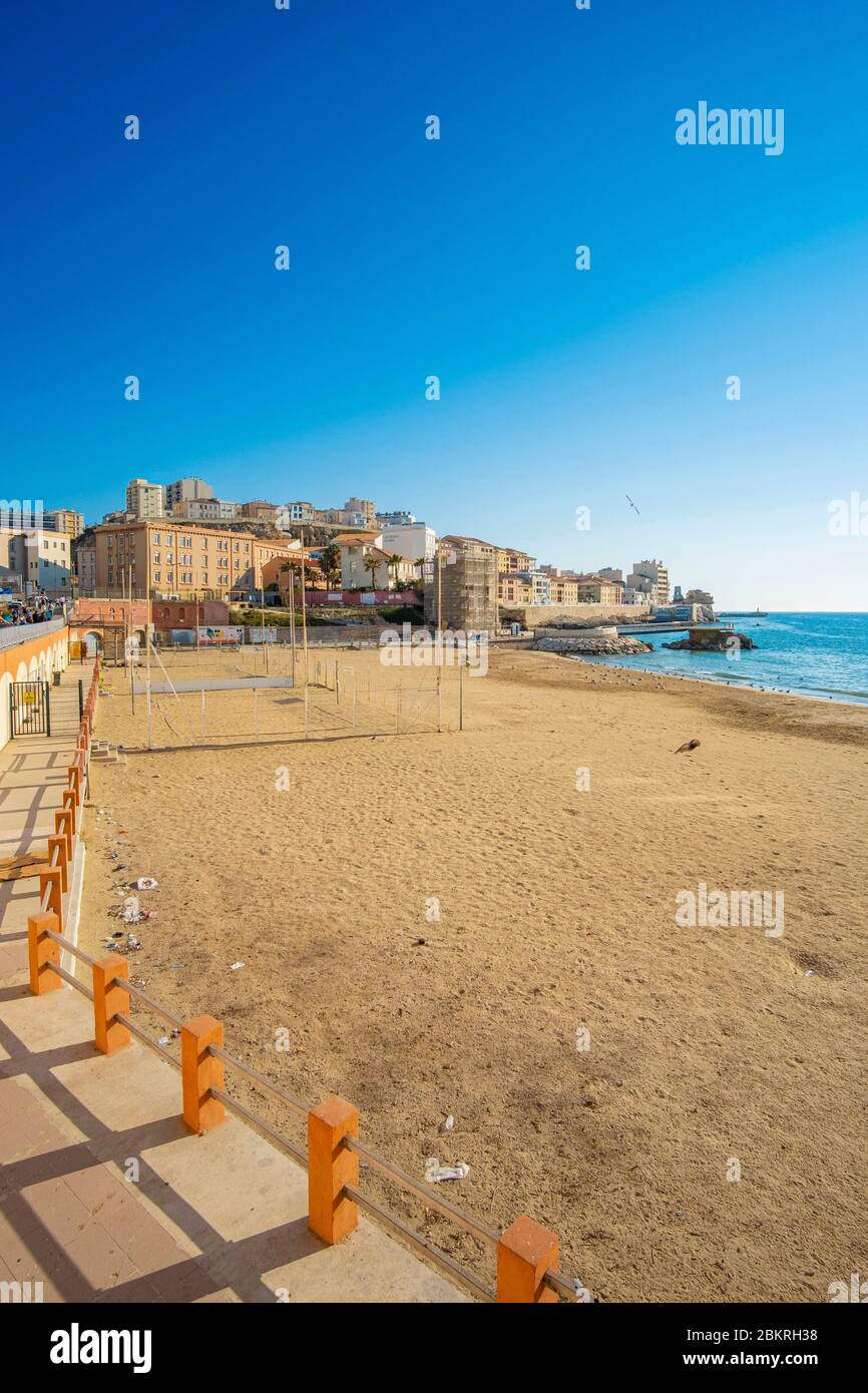 France, Bouches du Rhone, Marseille, Covid 19 or Coronavirus lockdown, Catalans beach Stock Photo