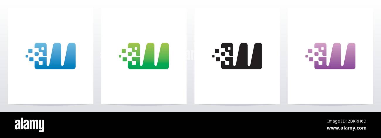 Rounded Edge Pixel Eroded Letter Logo Design W Stock Vector
