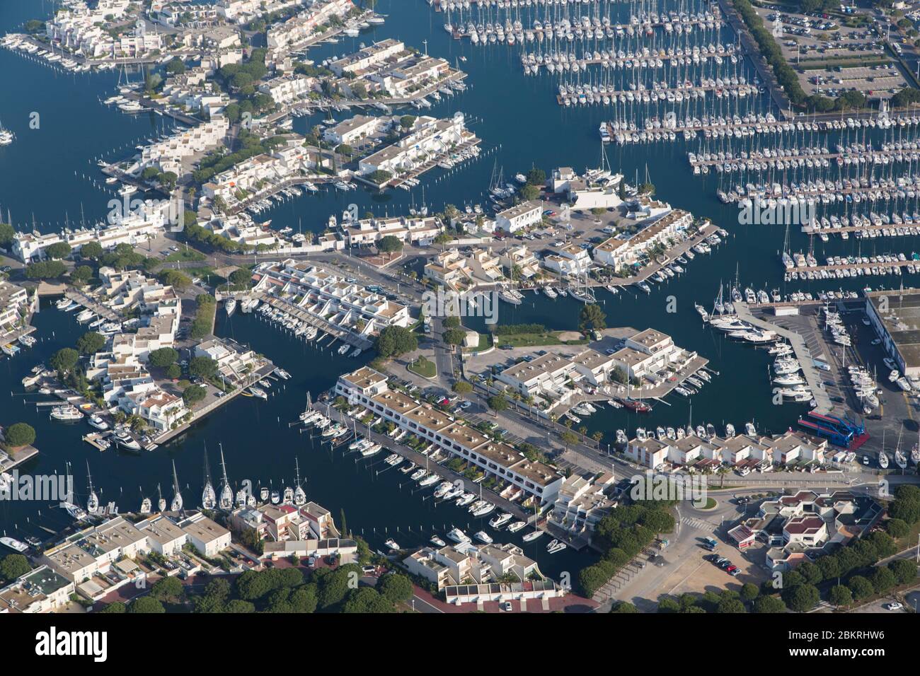 France, Gard, Camargue, Le Grau du Roi, Port Camargue, the largest marina  in Europe (aerial view Stock Photo - Alamy