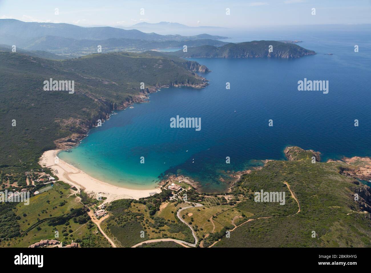 France. Corse du Sud, municipality of Piana, Arone beach (aerial view) Stock Photo
