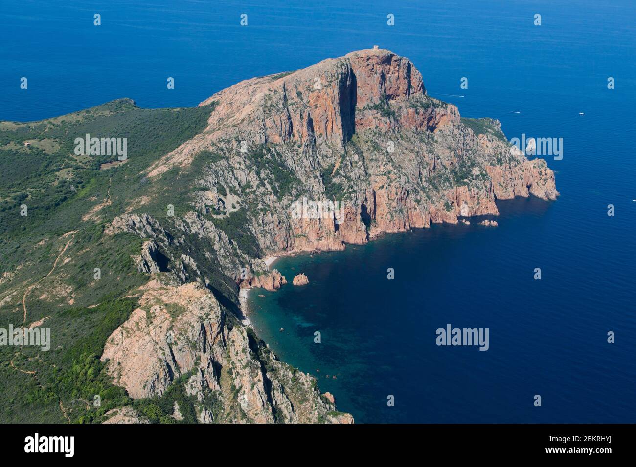 France. Corse du Sud, Gofle de Porto, municipality of Piana, capo Rosso or  Capu Rossu, natural site classified as world heritage by Unesco (aerial  view Stock Photo - Alamy