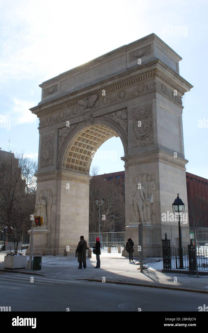 Marble Roman Arch Washington Square Arch, New York, NY 10012, United States by Stanford White Stock Photo