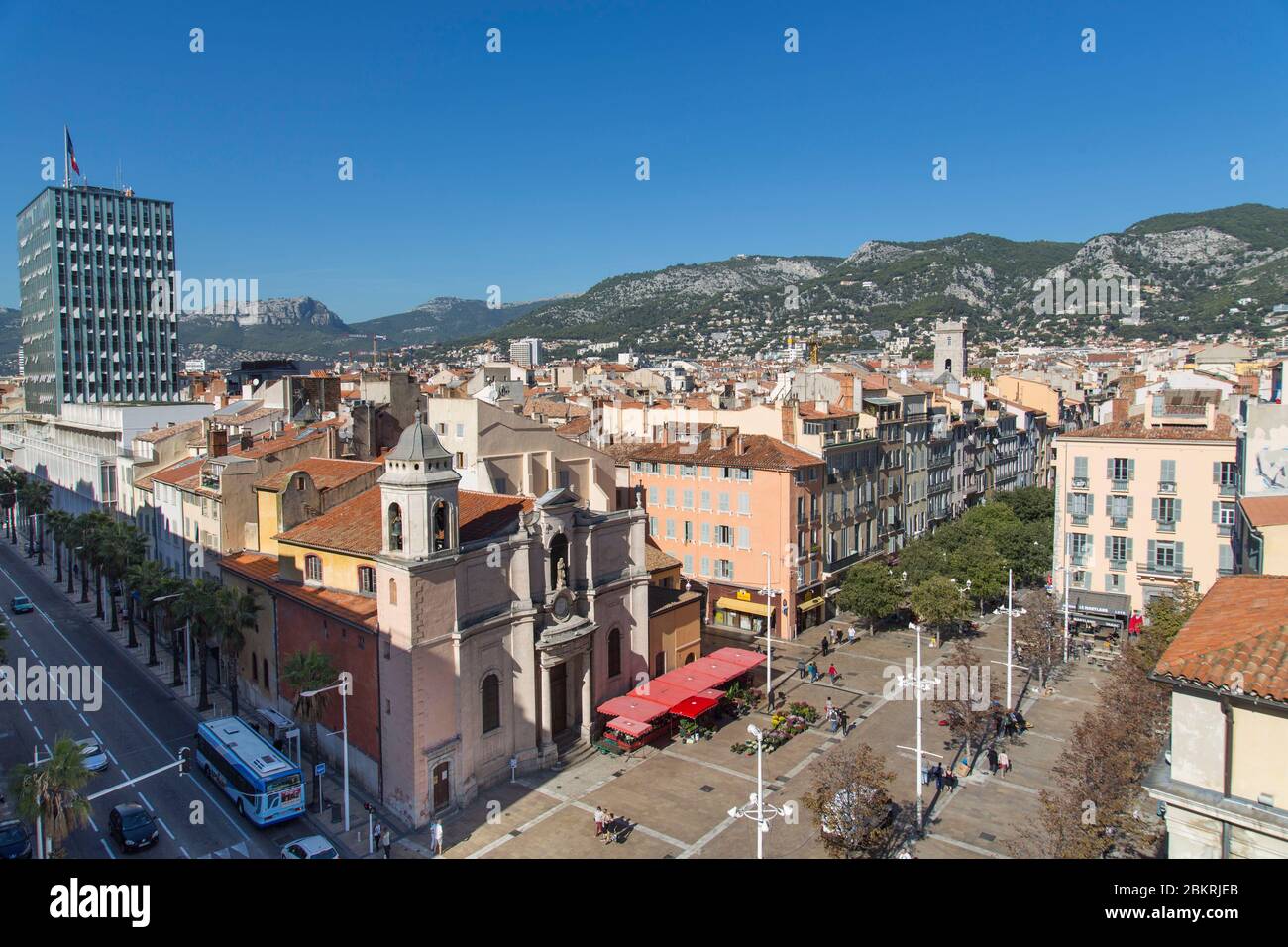 France, Var, Toulon, city center and Mont Faron Stock Photo