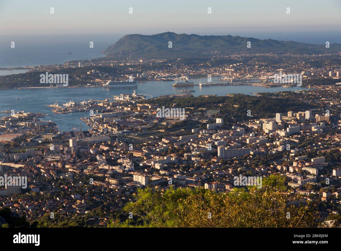 France, Var, Toulon, the harbor from Mont Faron Stock Photo