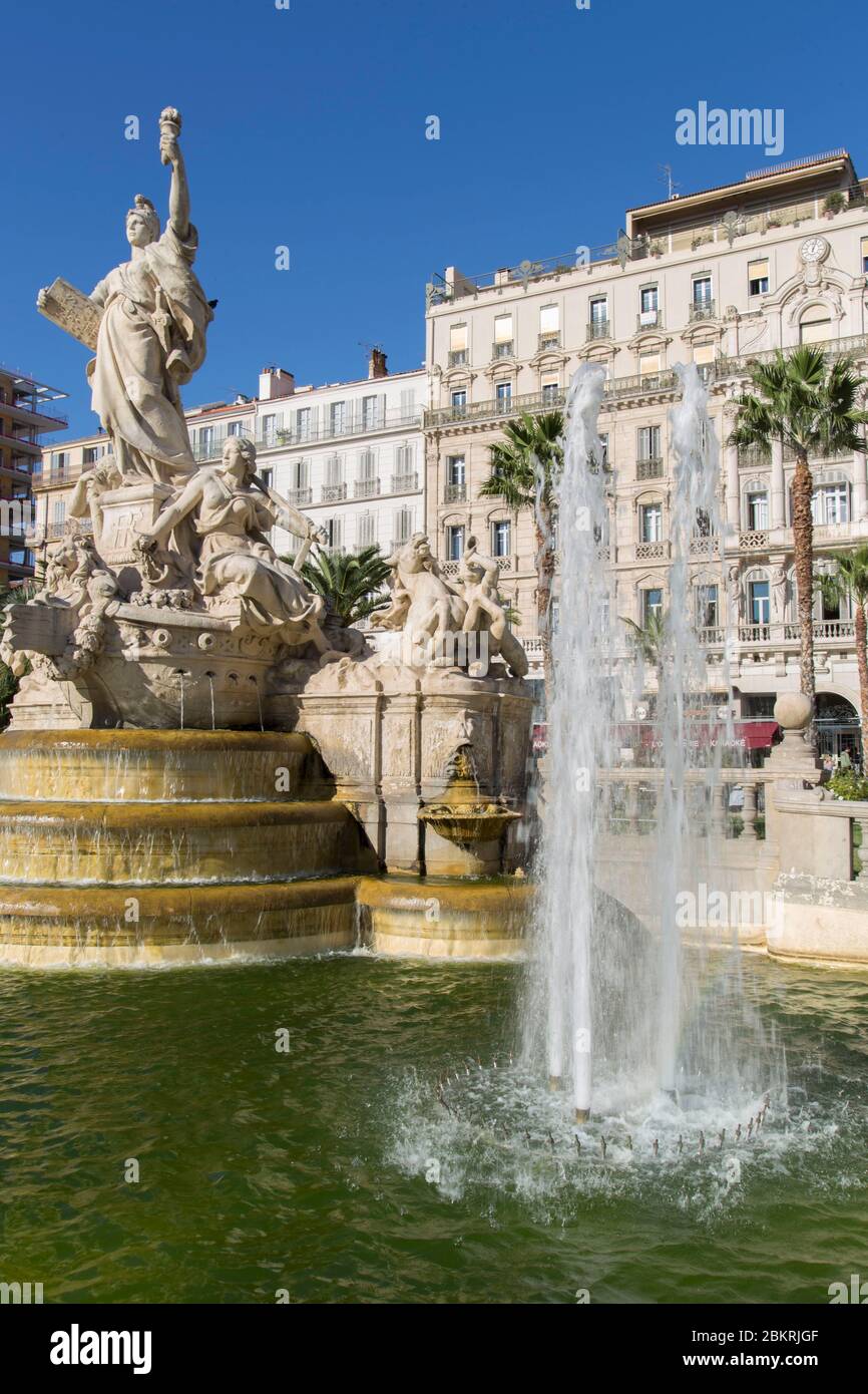 France, Var, Toulon, place de la Liberte, Federation fountain Stock Photo