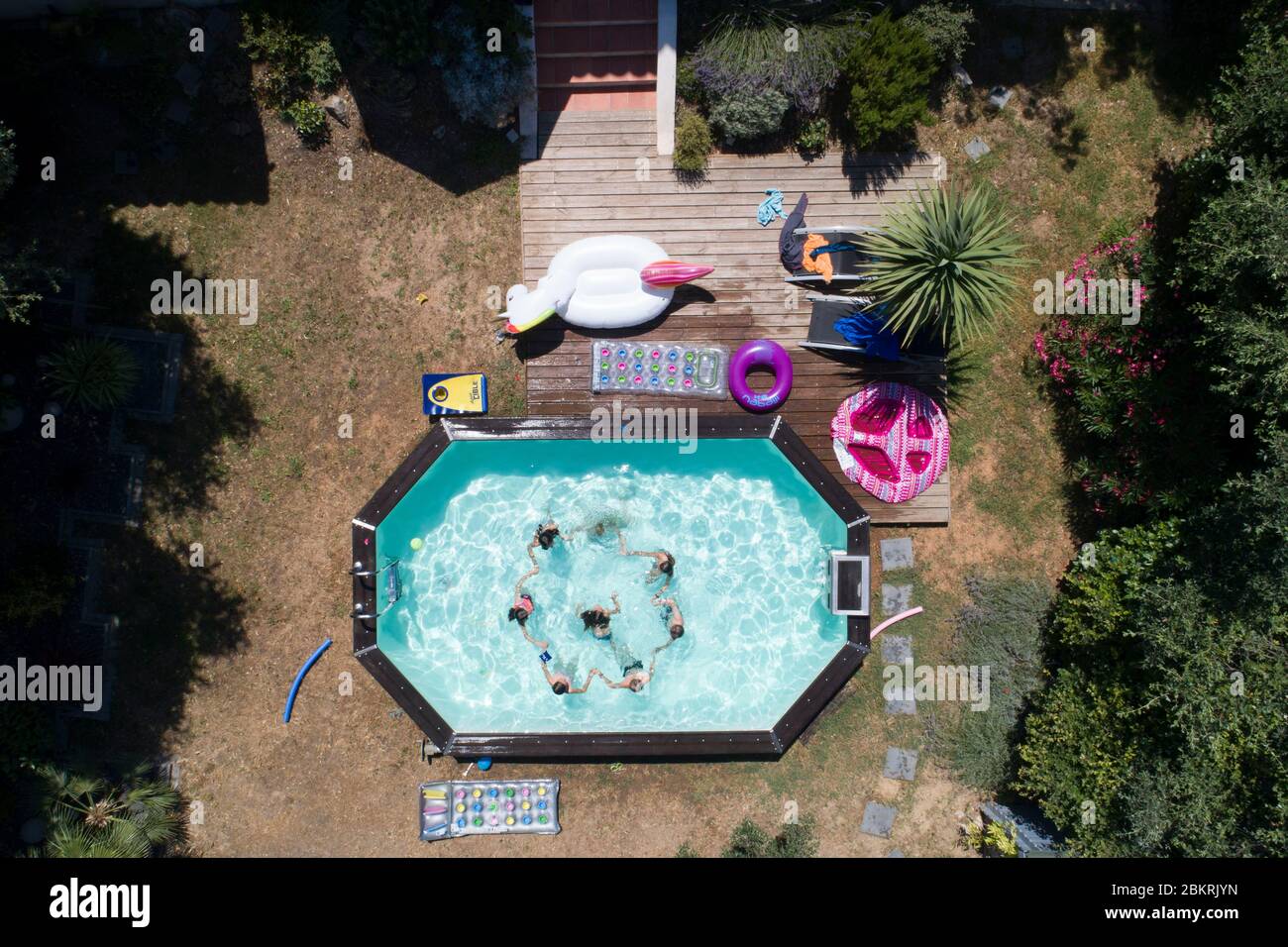 France, Bouches du Rhone, Marseille, swimming pool, children Stock Photo