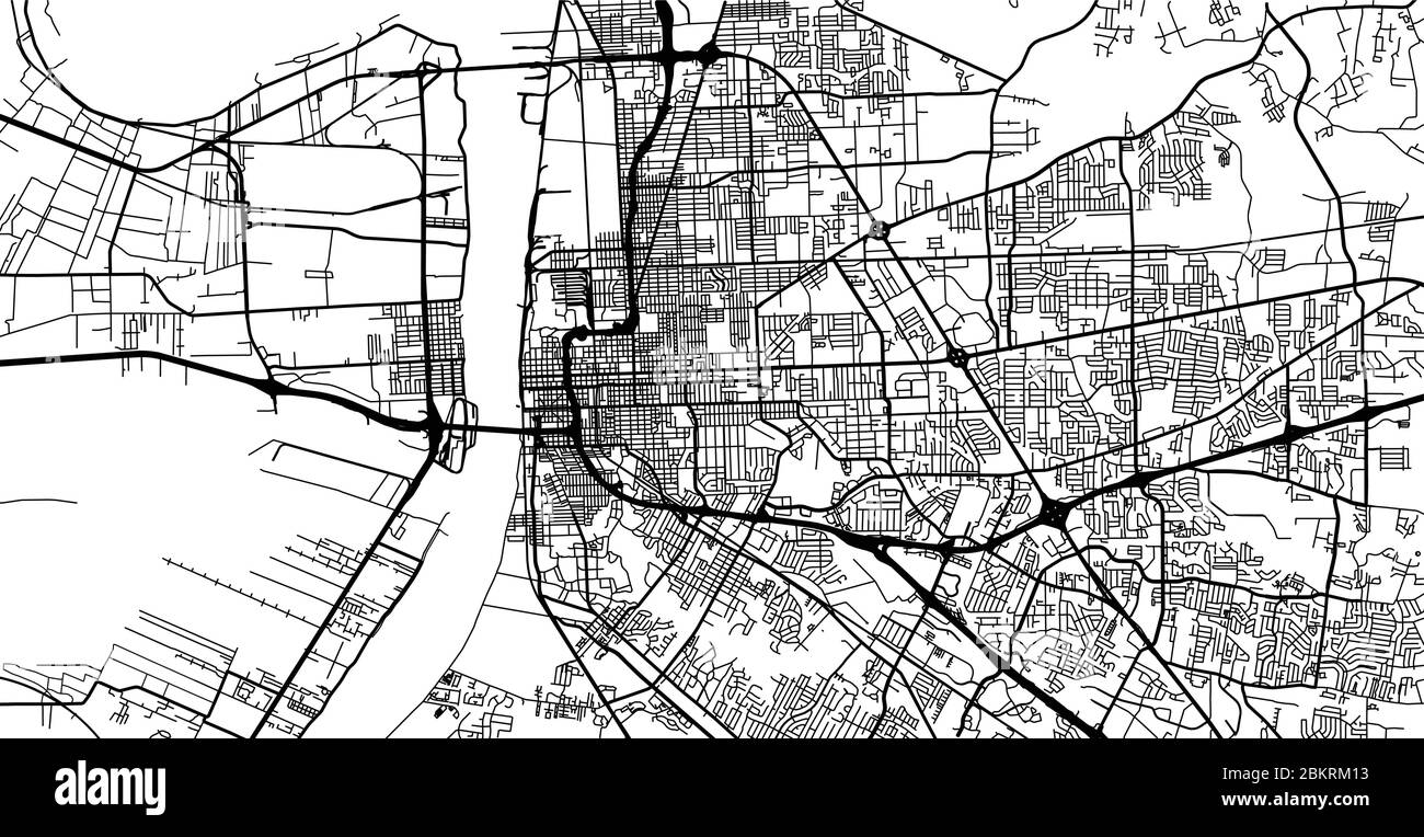 Urban vector city map of Baton Rouge, USA. Louisiana state capital Stock Vector