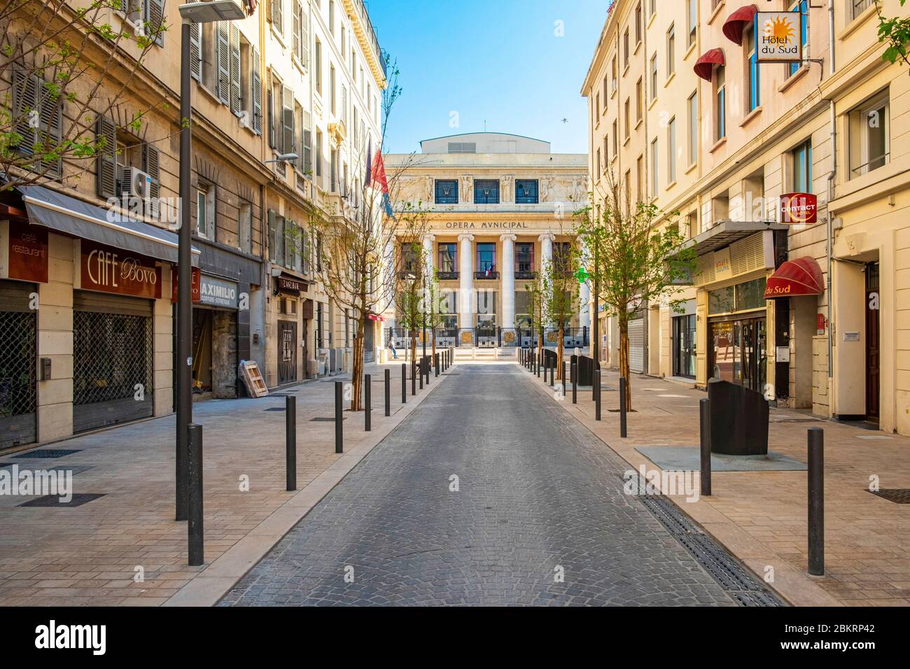 France, Bouches du Rhone, Marseille, Covid-19 or Coronavirus lockdown, downtown, the Opera Stock Photo