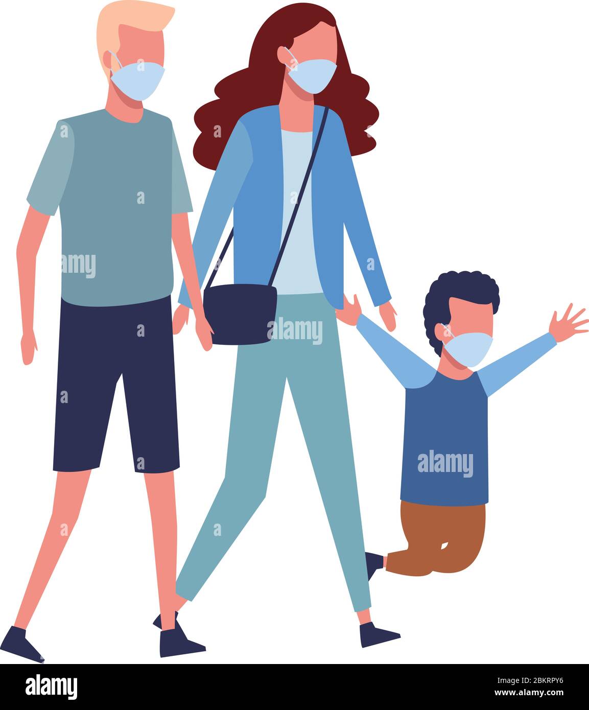 fathers and son using face masks Stock Vector Image & Art - Alamy