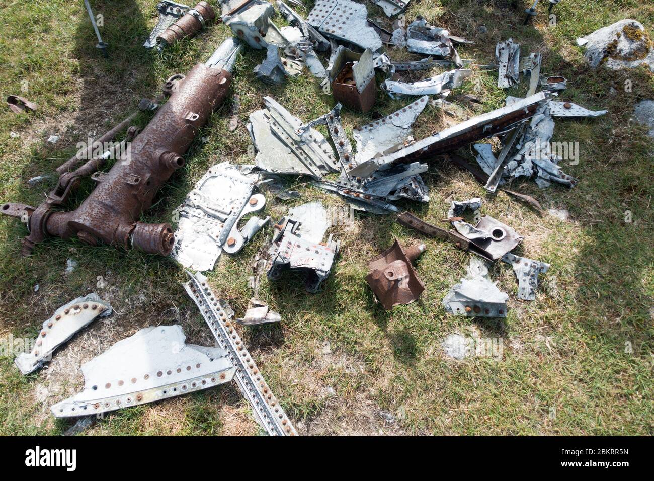 The remains of an American Voodoo F 101 plane that exploded in mid air