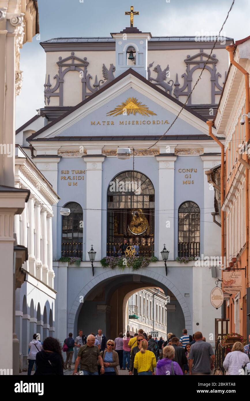 Lithuania (Baltic States), Vilnius, historic centre, listed as World Heritage by UNESCO, Ausros Vartai Gatve (Gate of Dawn), the chapel of Omstrabramska houses an icon of the miraculous Virgin Stock Photo